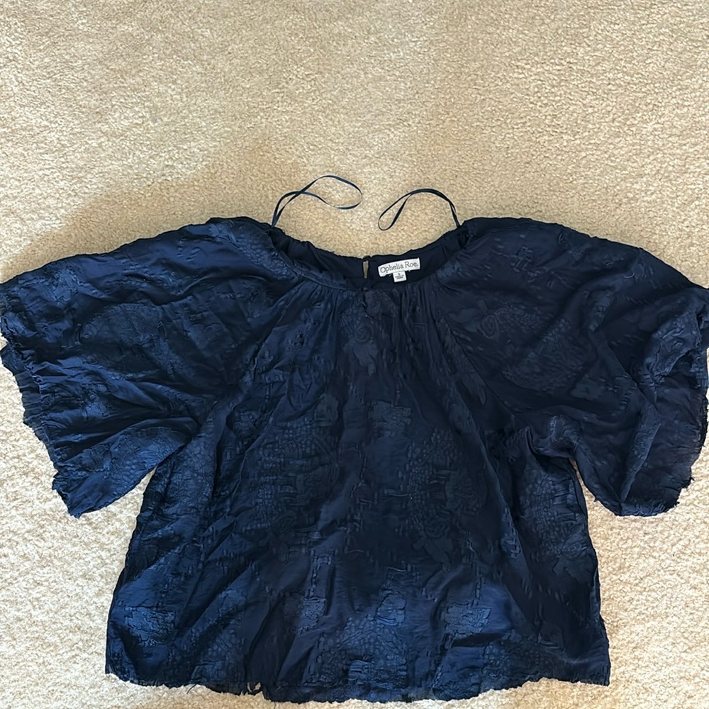 Blue designed top from Ophelia Roe. in a size S